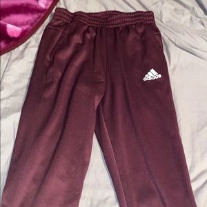 Maroon Adidas sweatpants